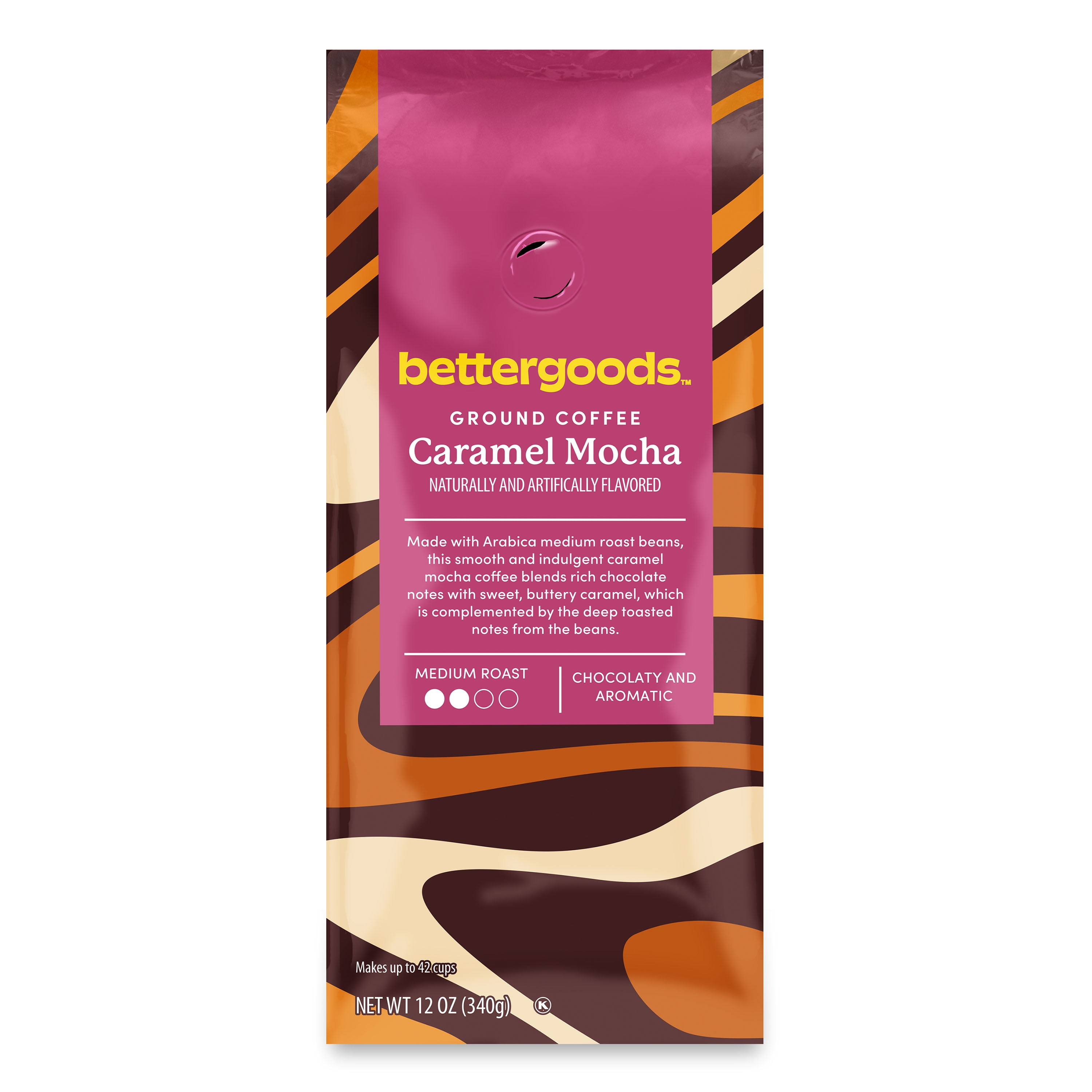 bettergoods Caramel Mocha Flavored Ground Coffee, Medium Roast, 12 oz