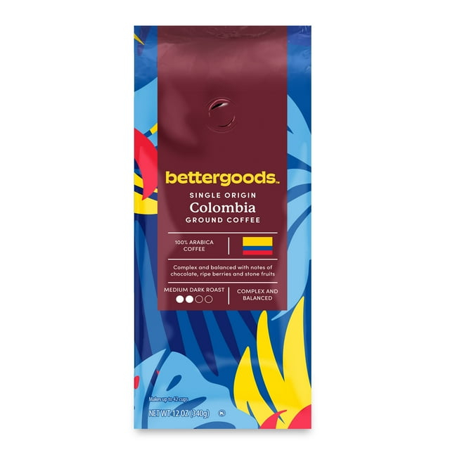 bettergoods Single Origin Colombia Ground Coffee, Medium Dark Roast, 12 oz