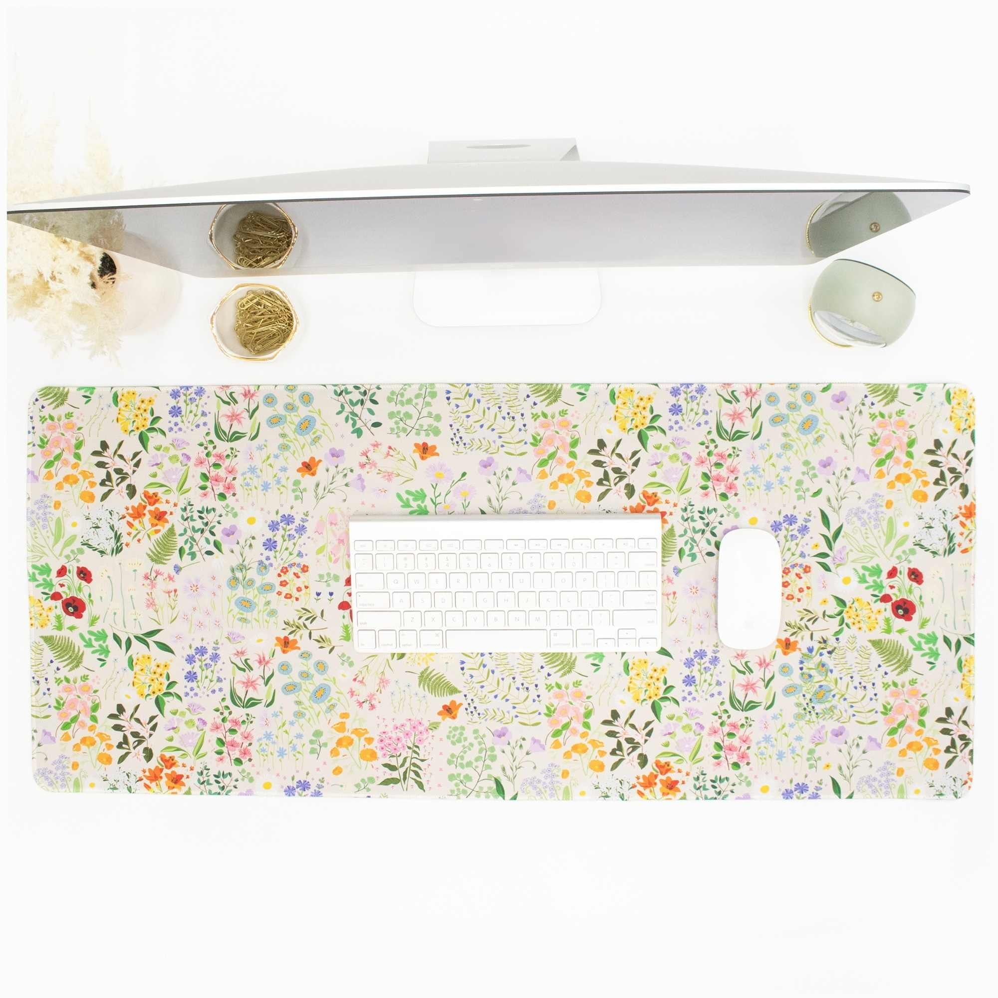 bloom daily planners Large 15.5 x 35" Desk Mat, Garden Party