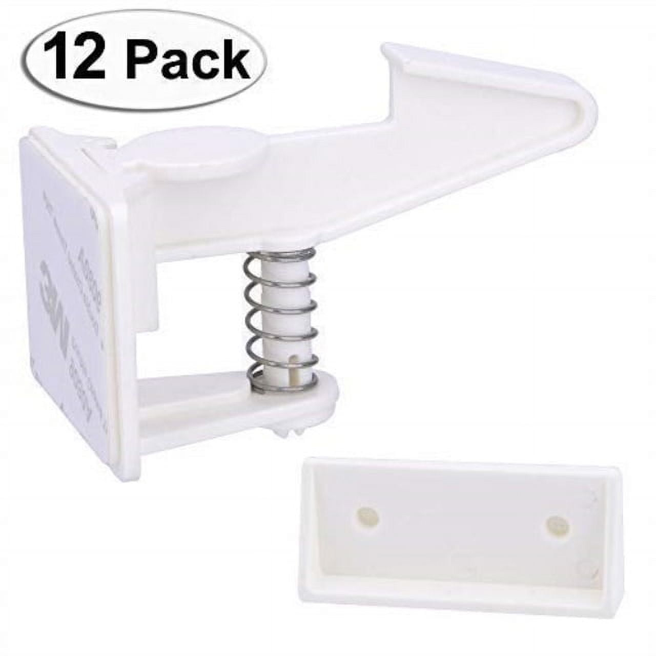 12 Pack Cabinet Locks Child Safety Latches - Vmaisi Baby Proofing Cabinets Drawer Lock with Adhesive Easy Installation - No Drilling or Extra Screws (White)