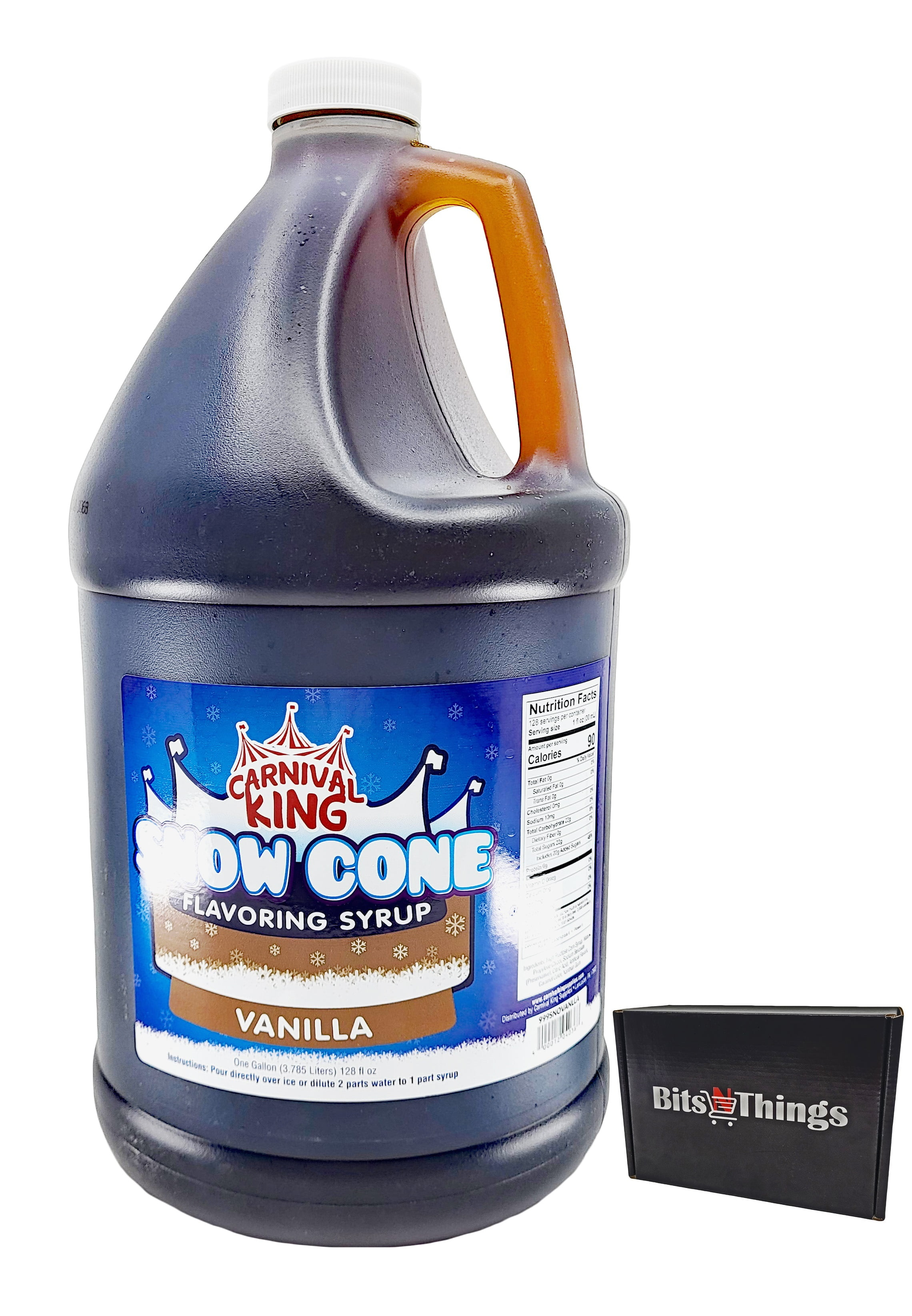 Bits N Things Vanilla Snow Cone Syrup | Slushy & Granita | Kosher | Made In America | 1 Gallon
