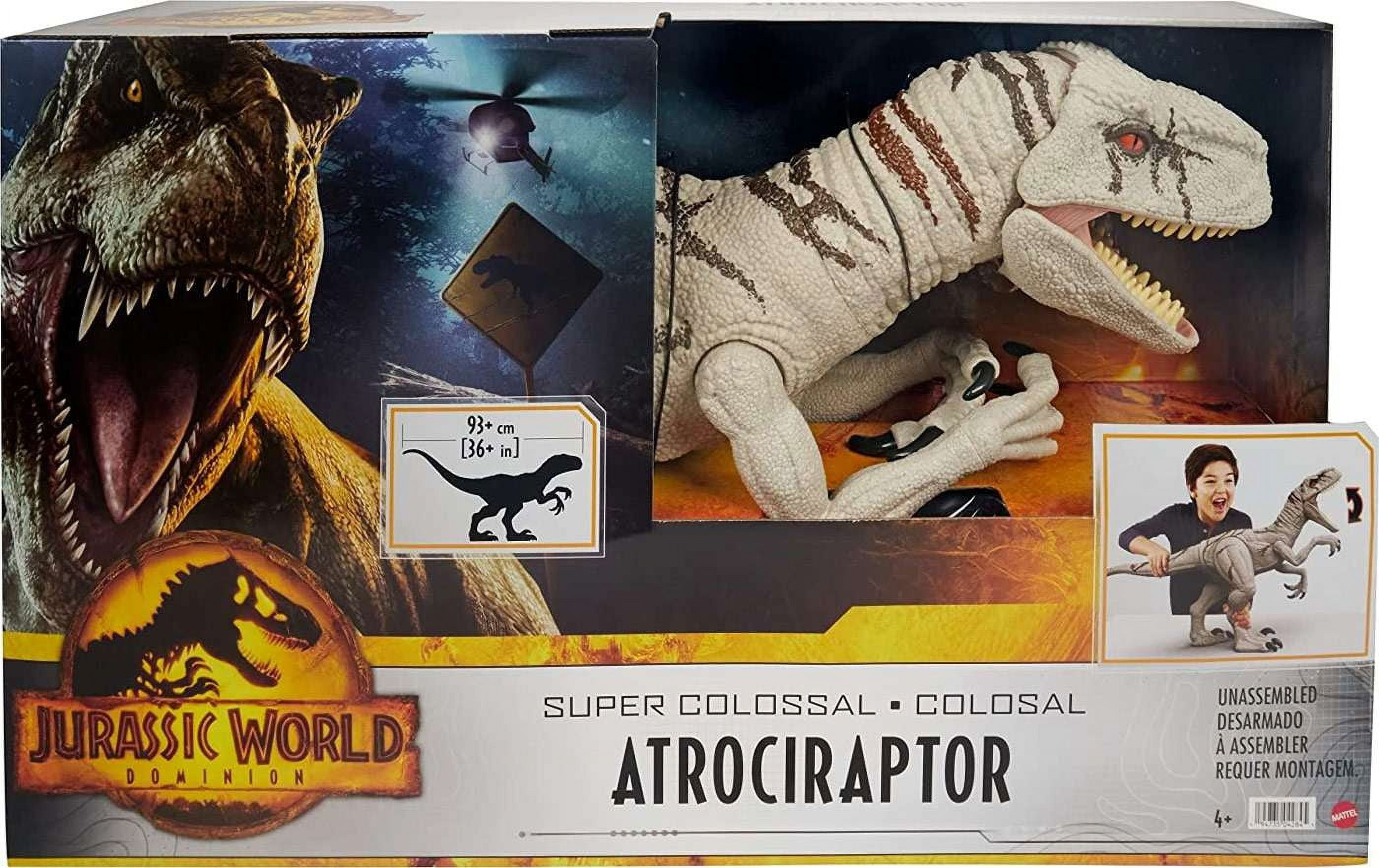 Mattel Jurassic World Super Colossal Atrociraptor Action Figure, 3-ft Long Dinosaur Toy with Eating Feature
