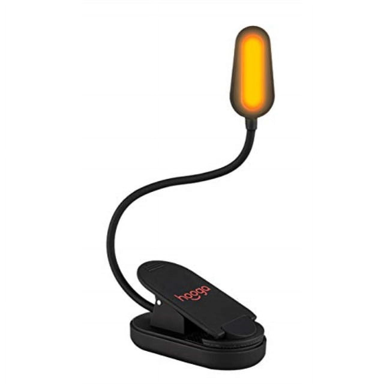 Book Light, Blue Light Blocking, Amber Clip-On Reading Light by Hooga. 1600K Warm LEDs for Reading in Bed. Sleep Aid Light. Rechargeable 1200mAh Battery. Adjustable Brightness. Works with Kindles