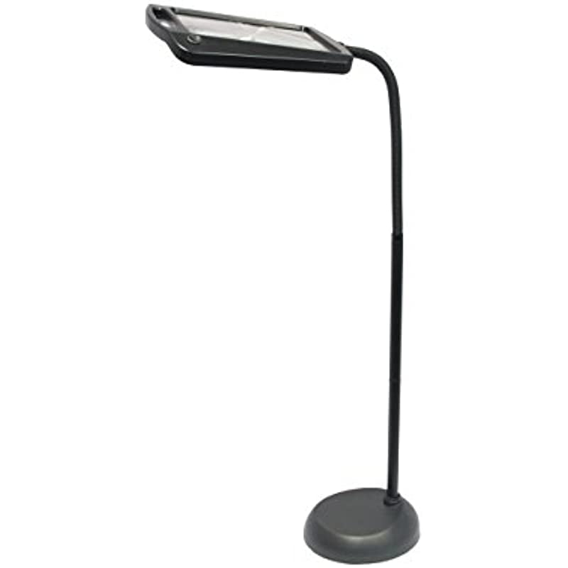 DAYLIGHT24 Floor Standing Magnifying Glass with Light and Stand Full Page Magnifier for Reading, Lighted Crafting Magnifier - Black