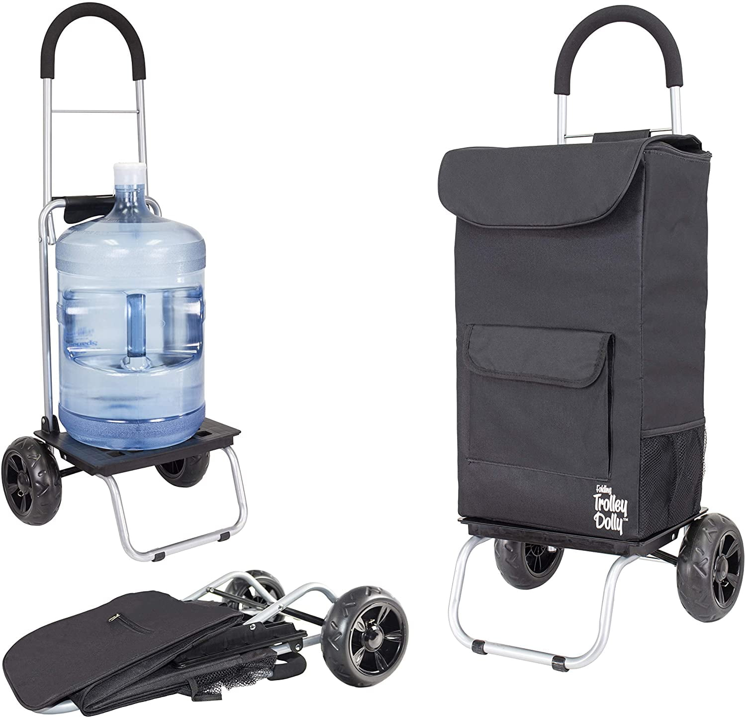 dbest products Cooler Trolley Dolly, Black Insulated cooler bag folding collapsible rolling shopping grocery tailgating bbq beer ice cart