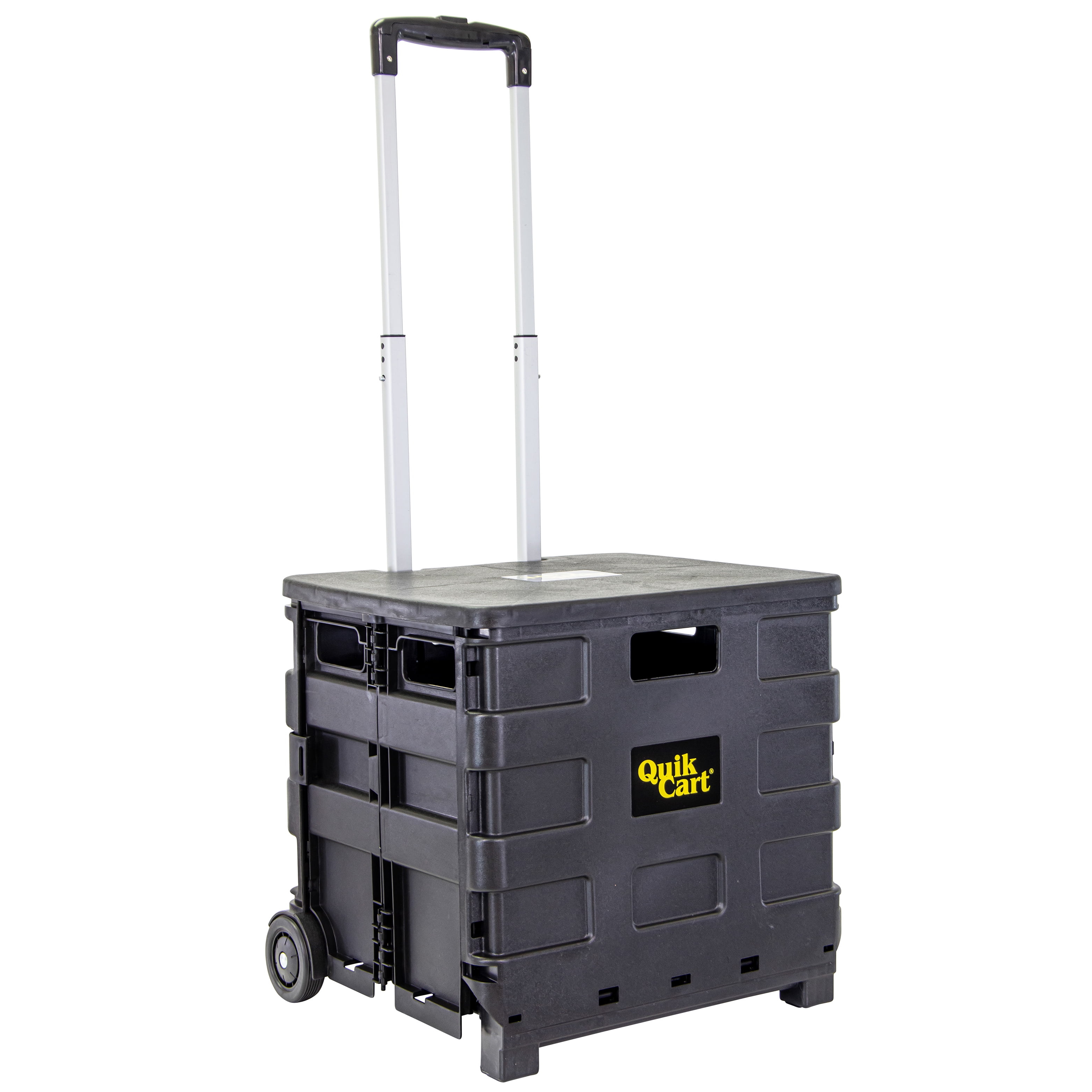 dbest products Quik Cart Sport Collapsible Rolling Crate on Wheels for Teachers Tote Basket 80 lbs Capacity, Made from Heavy Duty Plastic , Black