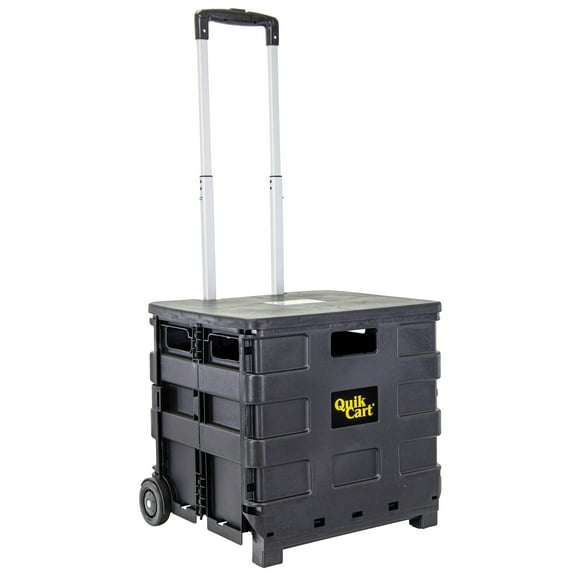 dbest products Quik Cart Sport Collapsible Rolling Crate on Wheels for Teachers Tote Basket 80 lbs Capacity, Made from Heavy Duty Plastic , Black