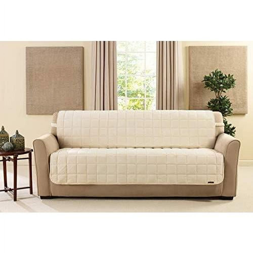 Deluxe Pet Armless Sofa Furniture Cover Ivory - Sure Fit: Machine Washable, Faux Suede Protector