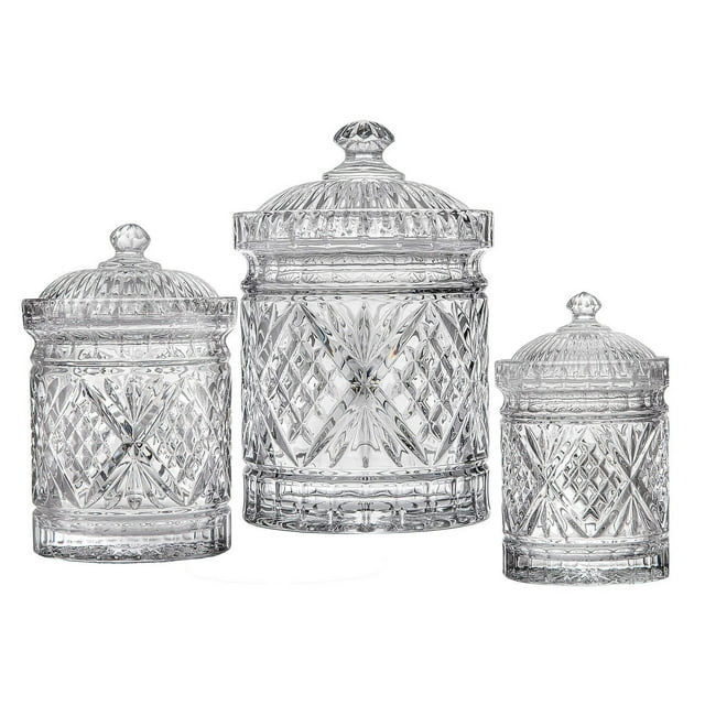 Godinger Silver Art Co Dublin Crystal 3 Piece Kitchen Canister Set