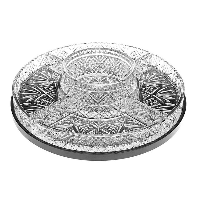 Godinger Silver Art Co Dublin Crystal 5 Section Lazy Susan