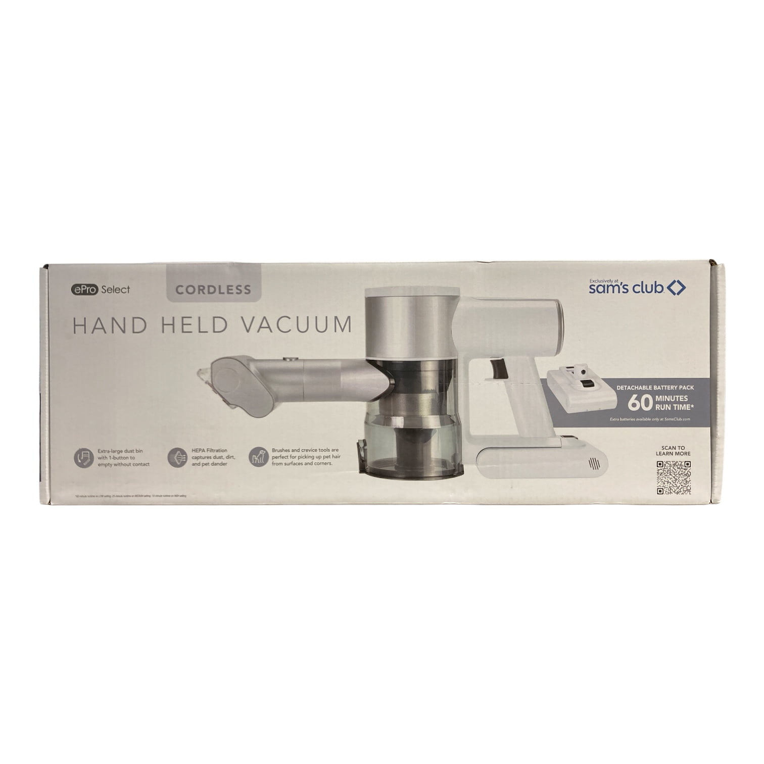 ePro Select Cordless Handheld Vacuum with 3 Attachments, White