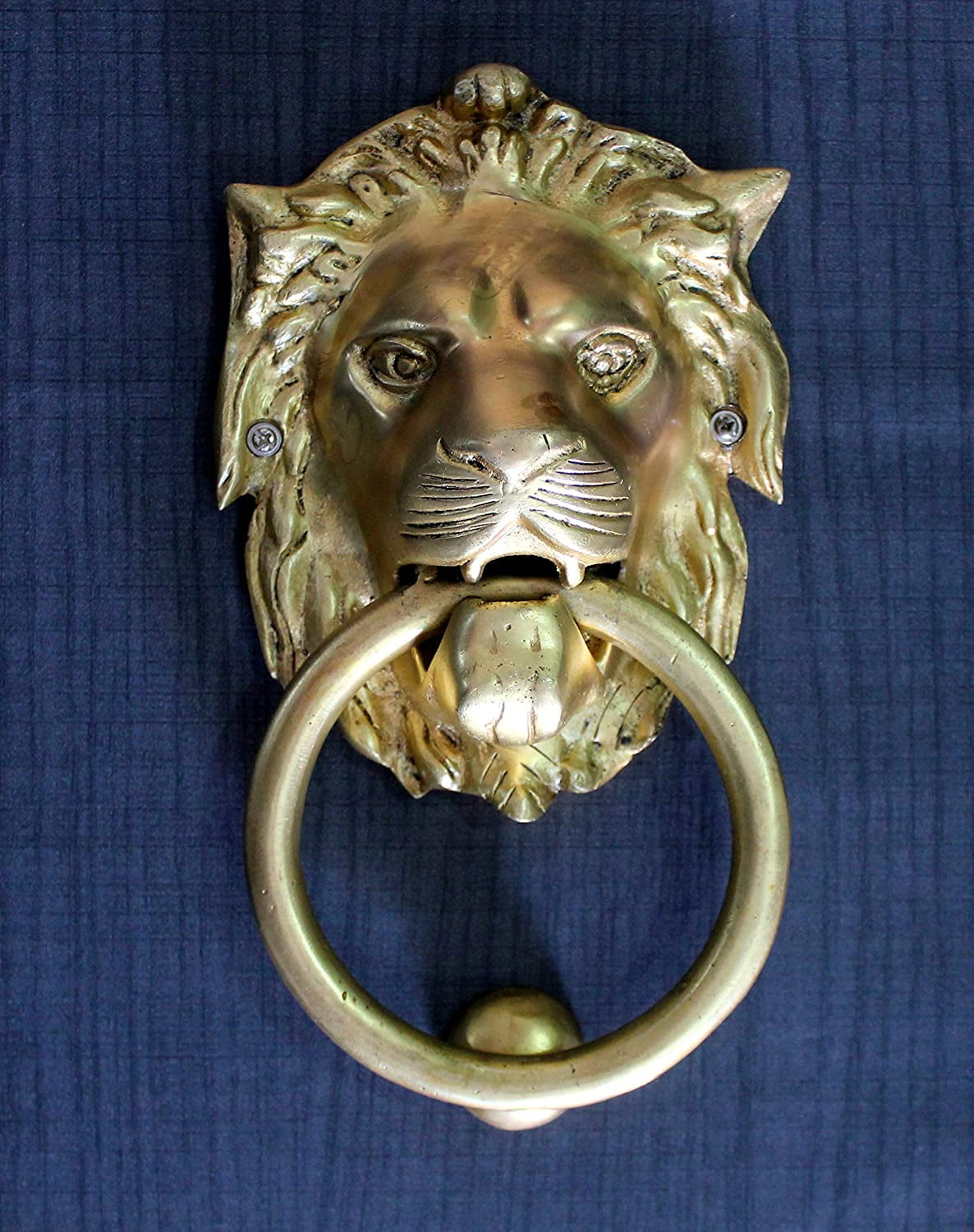 eSplanade - Lion Face Door Knocker Gate Knocker Door Pulls | Decorative Door Accessories - Home Decor | Brass - 6" Inches