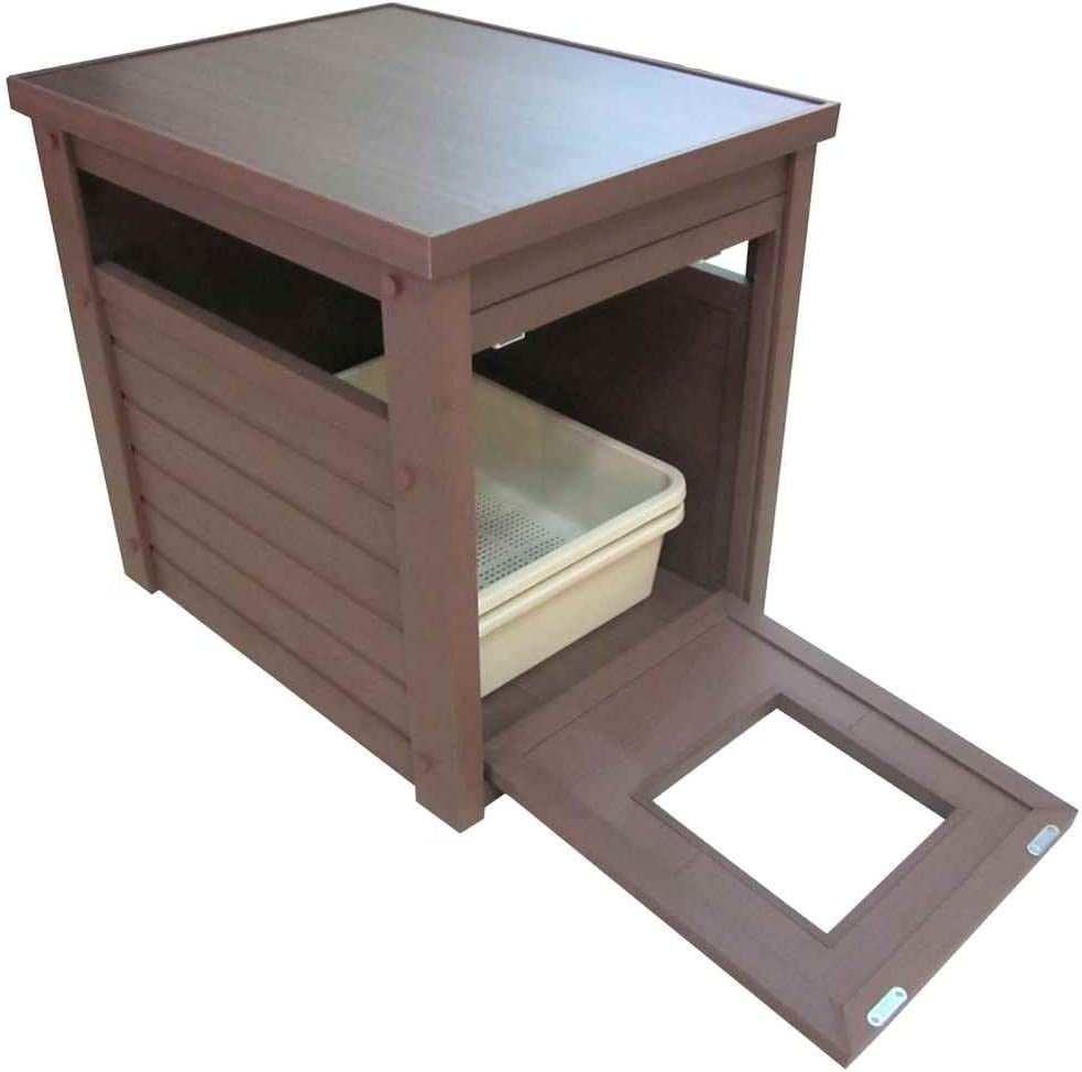 New Age Pet® ECOFLEX® Litter Loo® Litter Box Enclosure End Table, Durable and Eco-Friendly Wood Plastic Composite, Easy to Clean, Flip Down Door for Simple Cleanup, No Tool Assembly- Russset Brown
