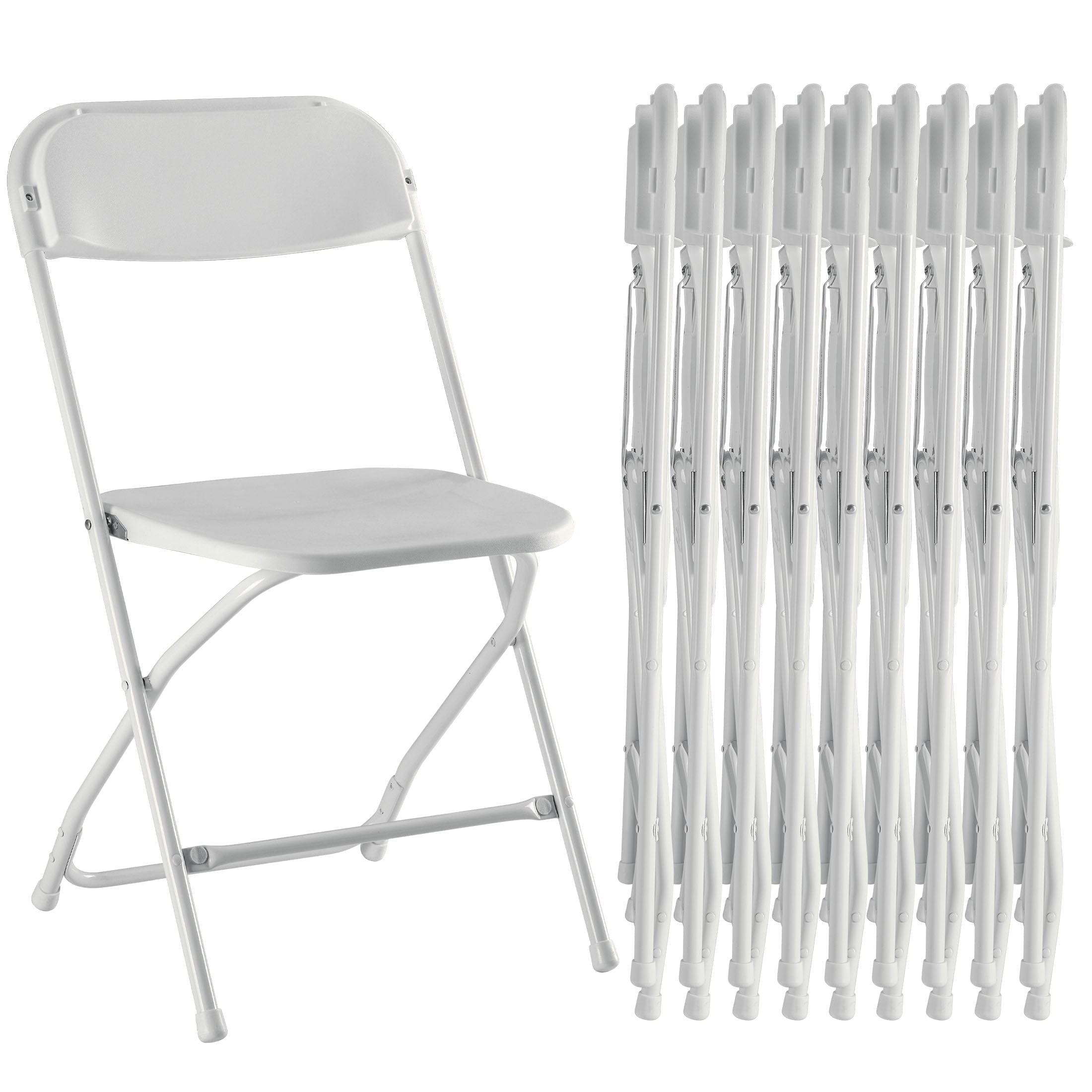 edx 10-Pack Folding Chair, Indoor Portable, Stackable for Events, Offices, Weddings and Restaurants, White