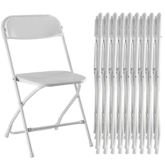 edx 10-Pack Folding Chair, Indoor Portable, Stackable for Events, Offices, Weddings and Restaurants, White