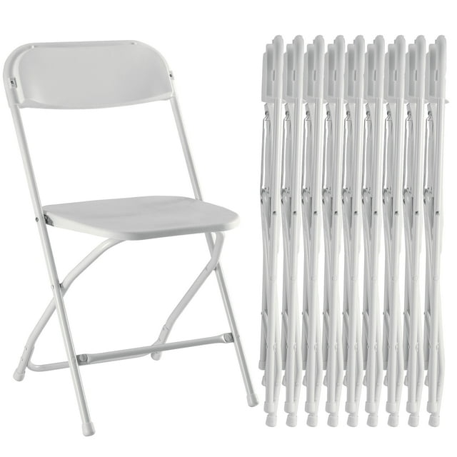 edx 10-Pack Folding Chair, Indoor Portable, Stackable for Events, Offices, Weddings and Restaurants, White