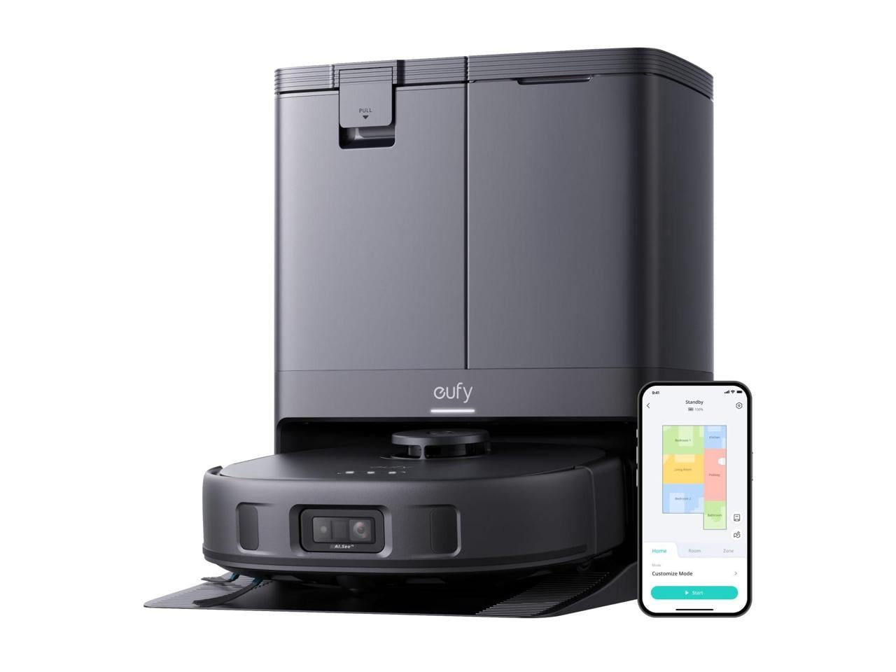 eufy X10 Pro Omni Robot Vacuum and Mop with 8,000 Pa Suction, Dual Mops with 12 mm Auto-Lift and Carpet Detection, AI Obstacle Avoidance, Auto Mop Washing, Auto Drying, Self-Emptying, Self-Refilling
