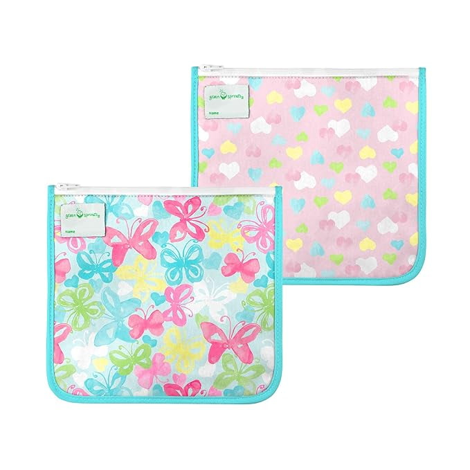 green sprouts Reusable Insulated Sandwich Bags (2 Pack) | Holds Food, Utensils, Wipes & More | Keeps Food Fresh | Food-Safe, Waterproof, Easy-Clean Material