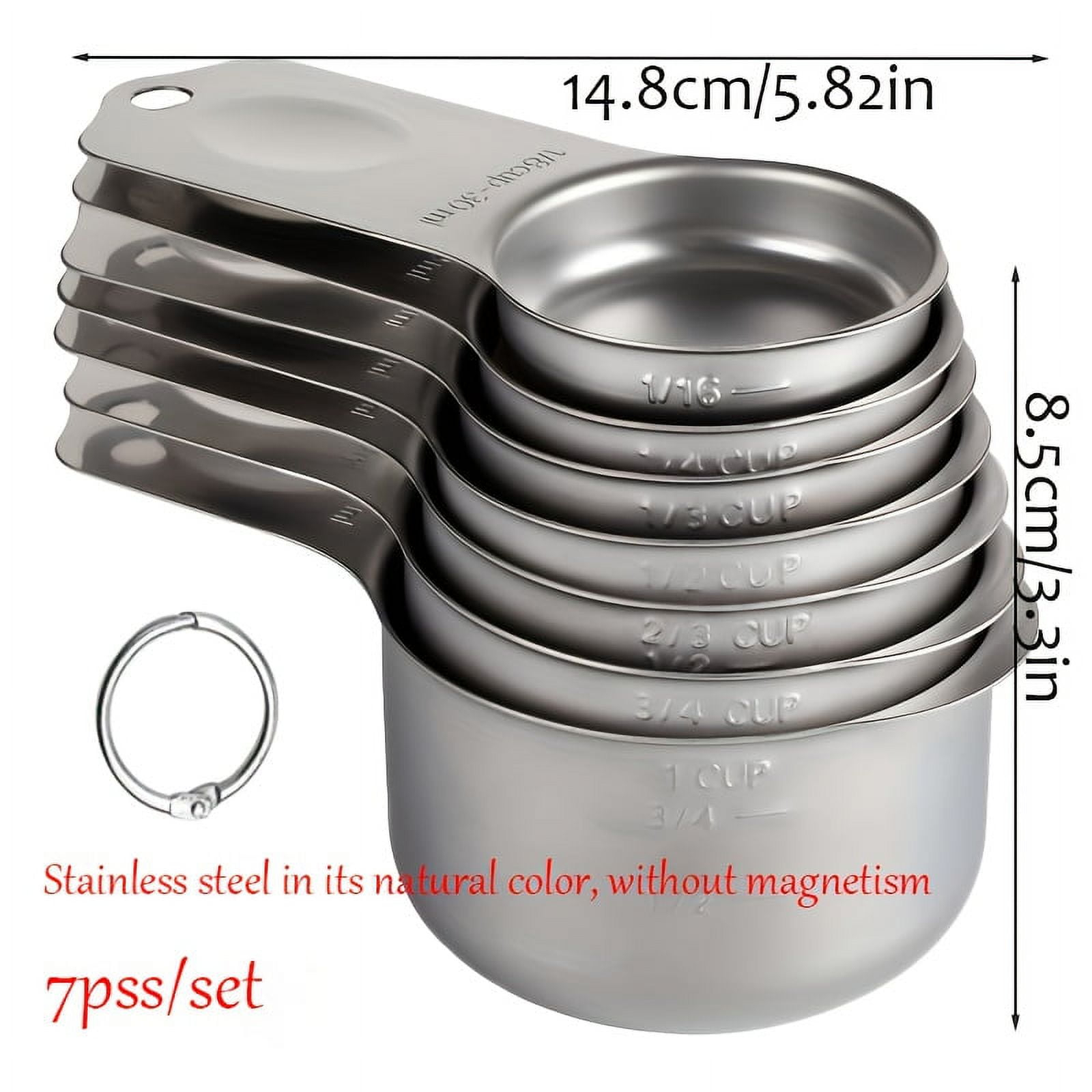hghfhj  7-Piece Premium Stainless Steel Measuring Cups Set - Accurate  Magnetic  Easy Storage  and Durable for Liquid  Baking  and Kitchen Essentials - Compact and Space-Saving Design