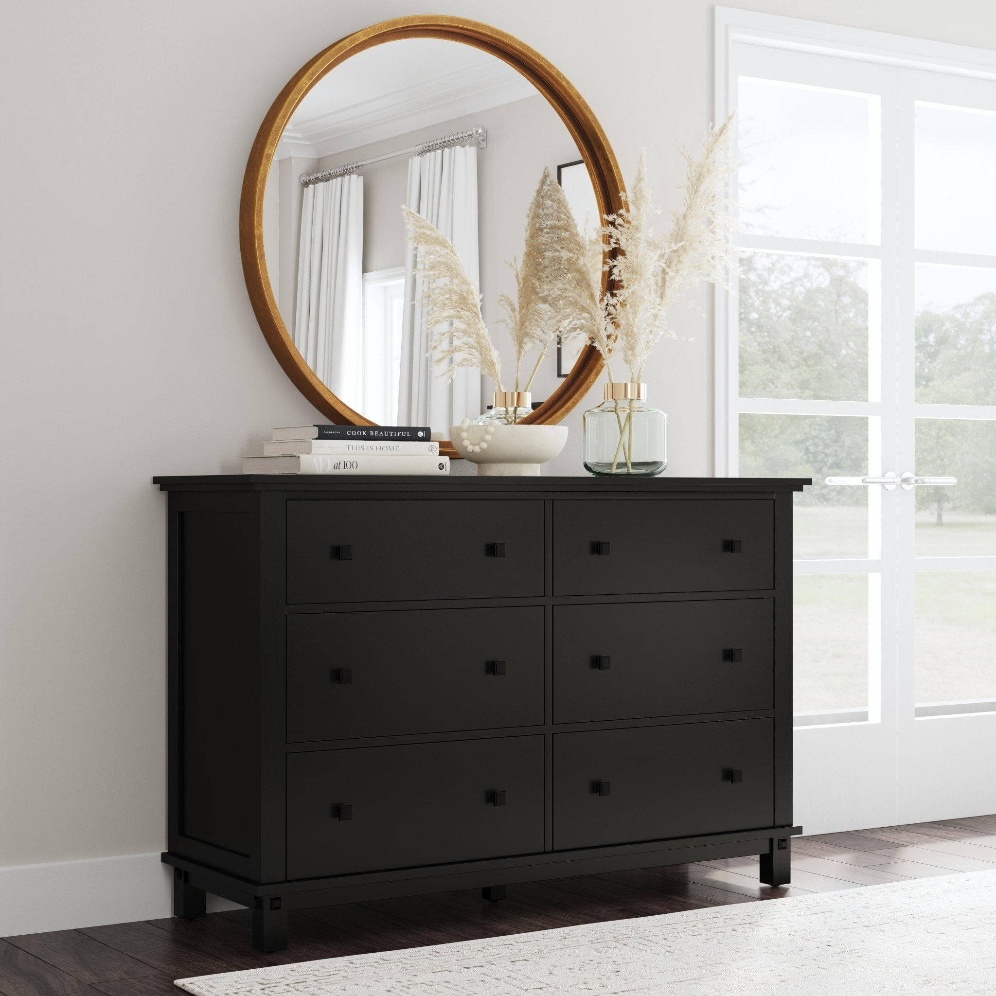 homestyles Oak Park Black Wood Dresser
