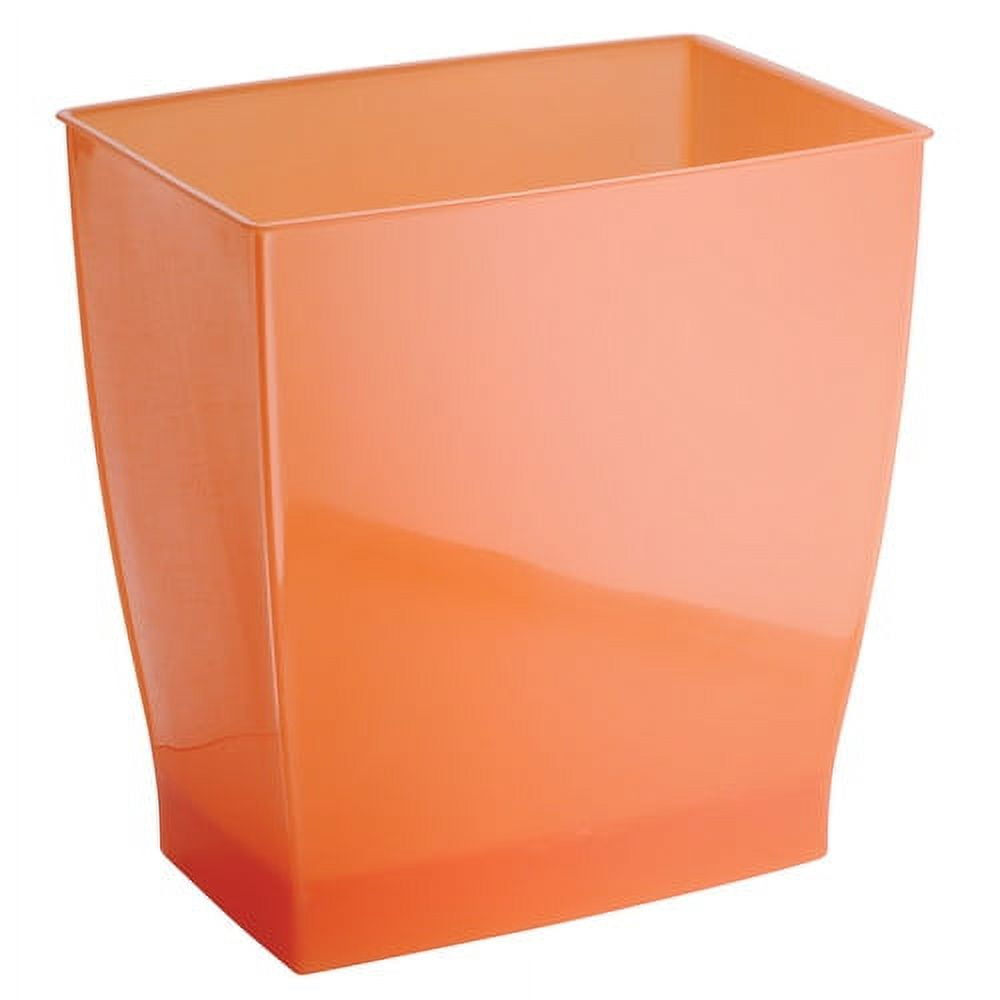 iDesign Mono BPA-Free Plastic Rectangular Waste Basket - 11.25" x 7.5" x 12", Tango Orange