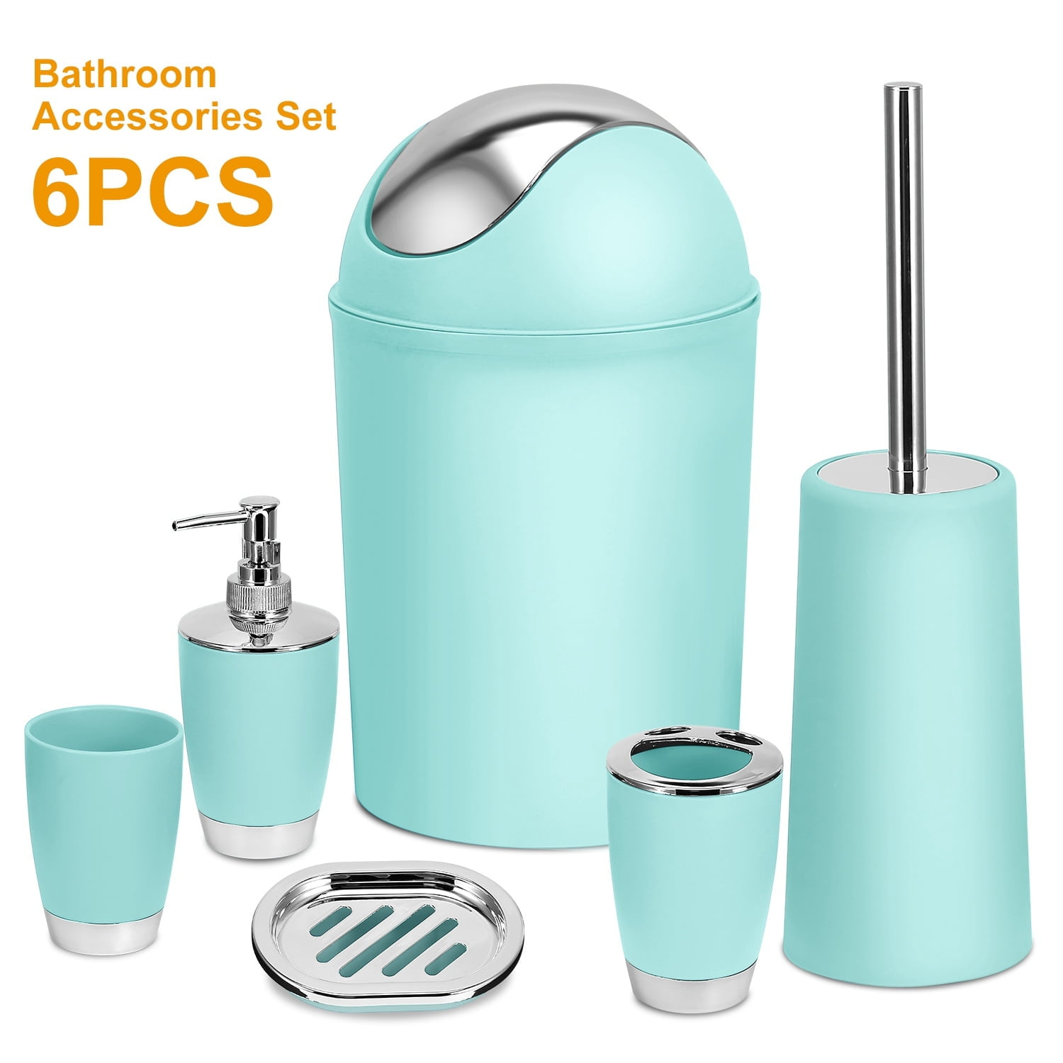 Kocaso 6 Pieces Bathroom Accessories Sets, Bathroom Set Ensemble Bathroom Toothbrush Holder Set