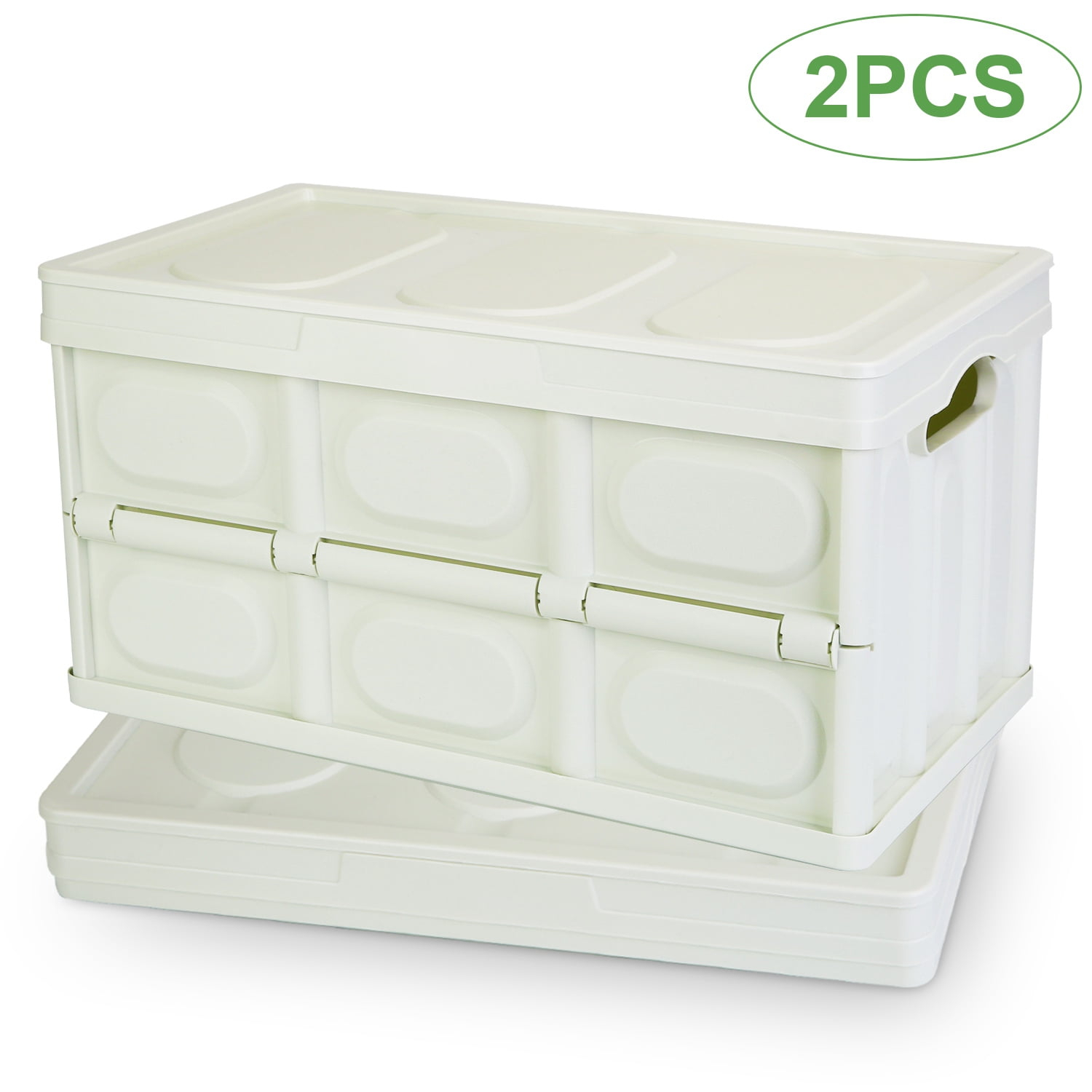 iMounTEK Contenedor de Almacenamiento Plegable con Tapa Cajas de Almacenamiento Plegables de Plástico Grandes de 56 L para Organizar Cajas de Almacenamiento Apilables, Paquete de 2 (Verde)