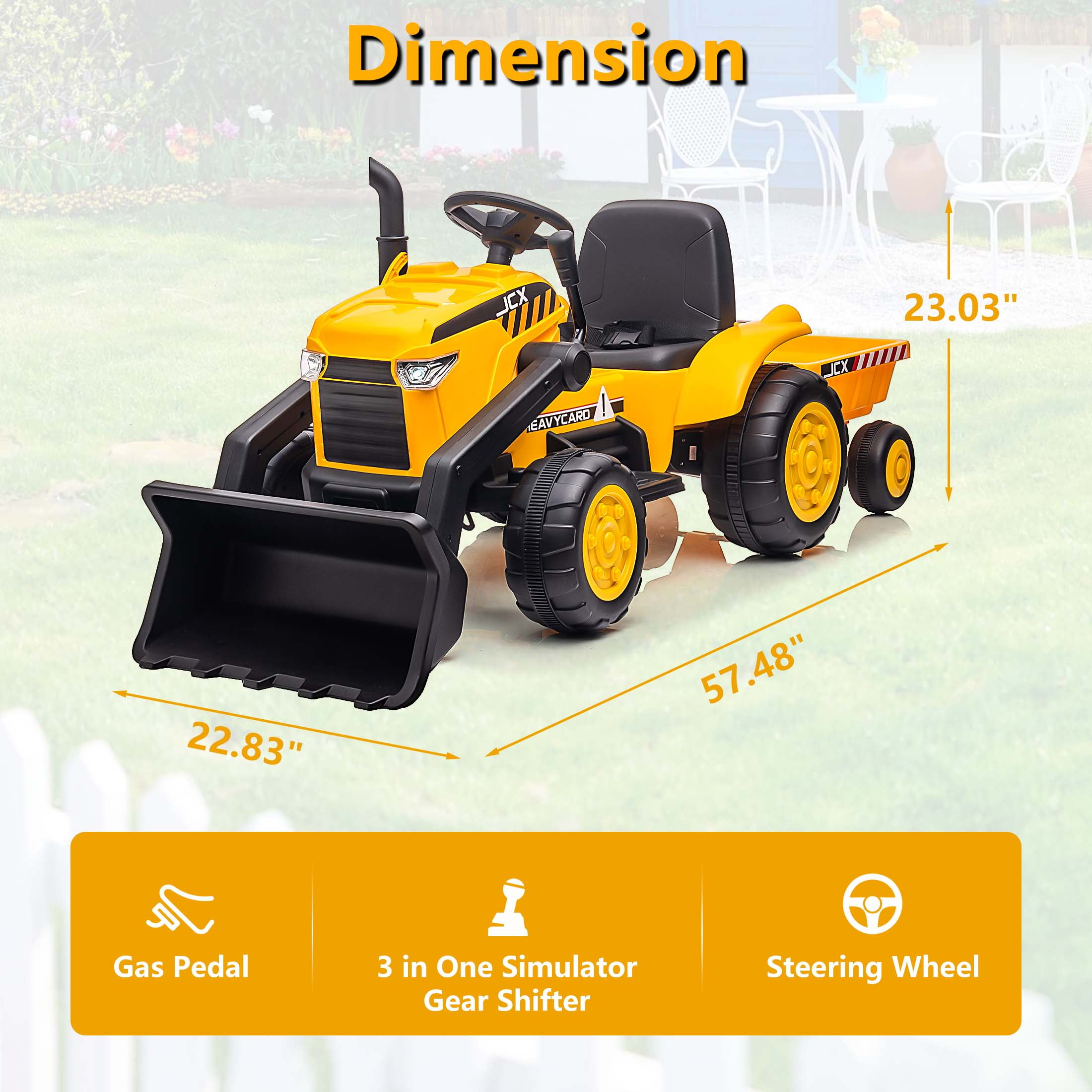 Infans 12V Kids Ride On Excavator Digger Electric Bulldozer Tractor RC w/ Light & Music