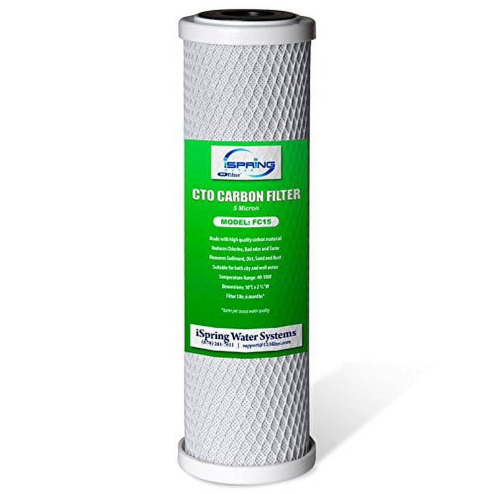 iSpring FC15 FC15-10 CTO Carbon Block Filter Cartridge, 5 Microns, 10" x 2-1/2", White