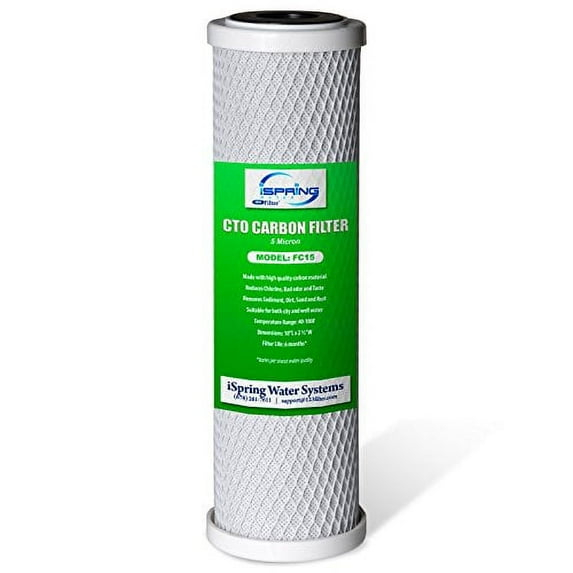 iSpring FC15 FC15-10 CTO Carbon Block Filter Cartridge, 5 Microns, 10" x 2-1/2", White