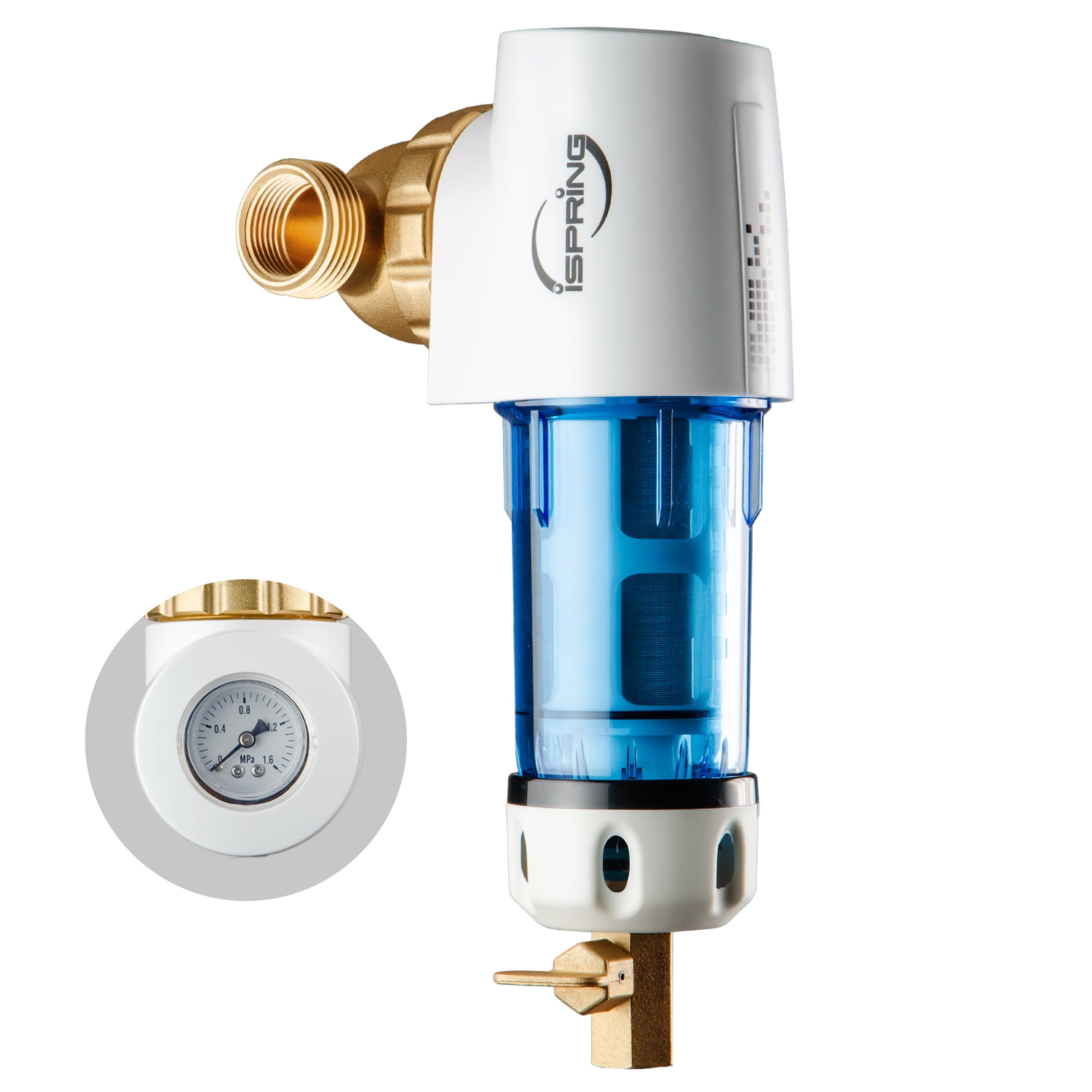 iSpring WSP50GR - Reusable Spin Down Sediment Water Filter (50 Micron w/Scraper & 360°Head)
