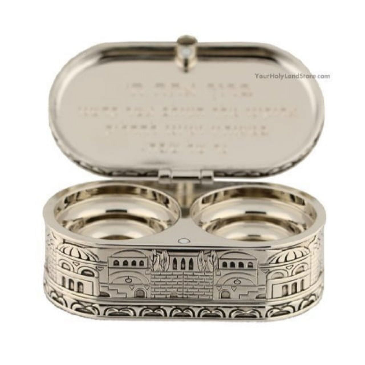 jewish shabbat travel candle holders - jerusalem candlesticks - judaica nickel