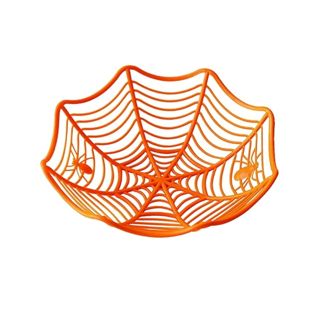 jicheng Candy Bowl Entrance Living Room Parties Supplies Halloween Web Basket orange