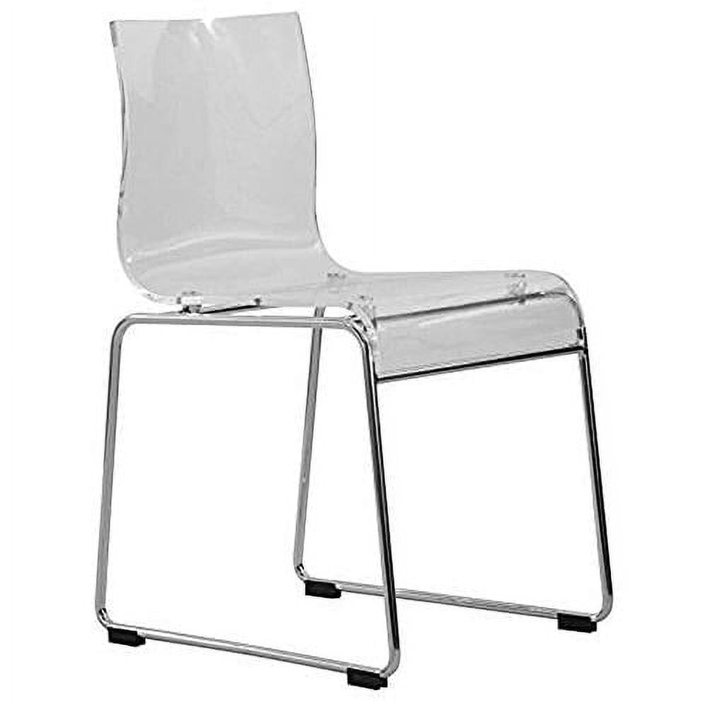 LeisureMod Acrylic Dining Chair with Stainless-Steel Frame in Chrome Finish and Waterfall-Edge Design for Modern Home, Kitchen, Cafes Lima Collection
