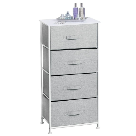 mDesign Tall Dresser Storage Tower Stand with 4 Removable Fabric Drawers - Gray