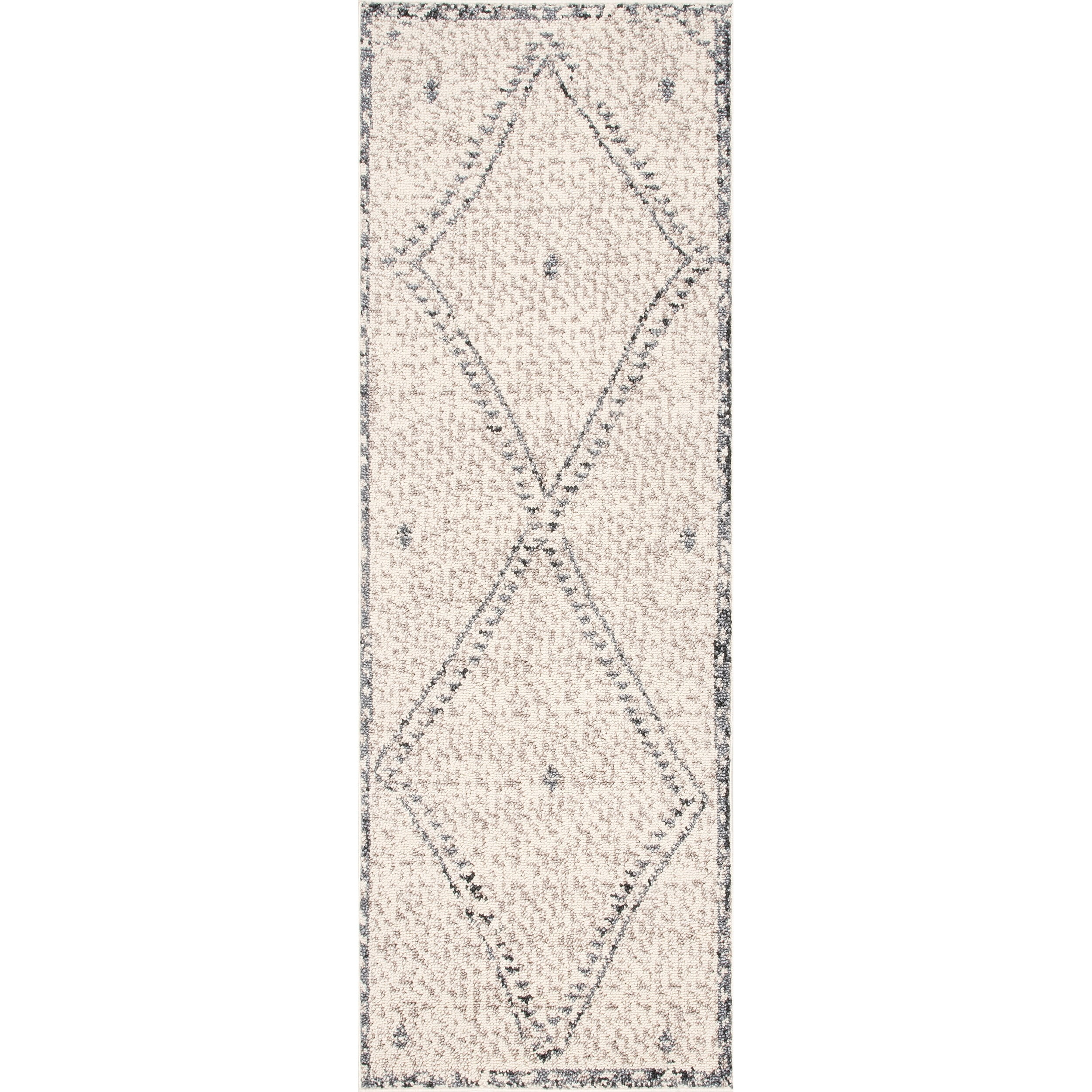 nuLOOM Blaine Dotted Diamond Runner Rug, 2' 6" x 8', Ivory