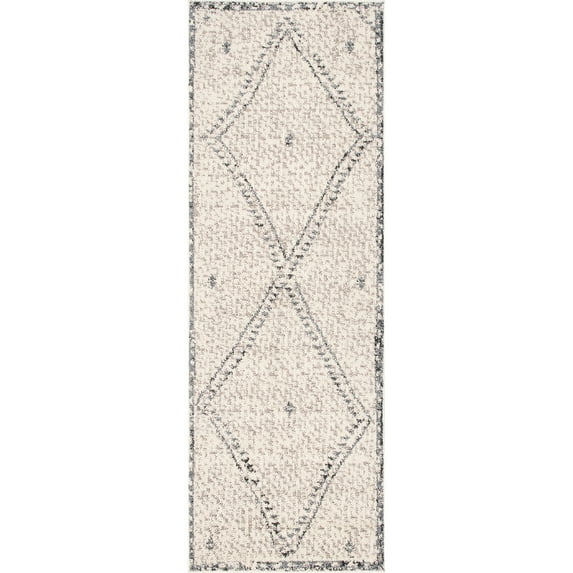 nuLOOM Blaine Dotted Diamond Runner Rug, 2' 6" x 8', Ivory