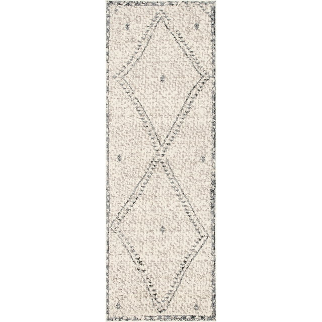 nuLOOM Blaine Dotted Diamond Runner Rug, 2' 6" x 8', Ivory