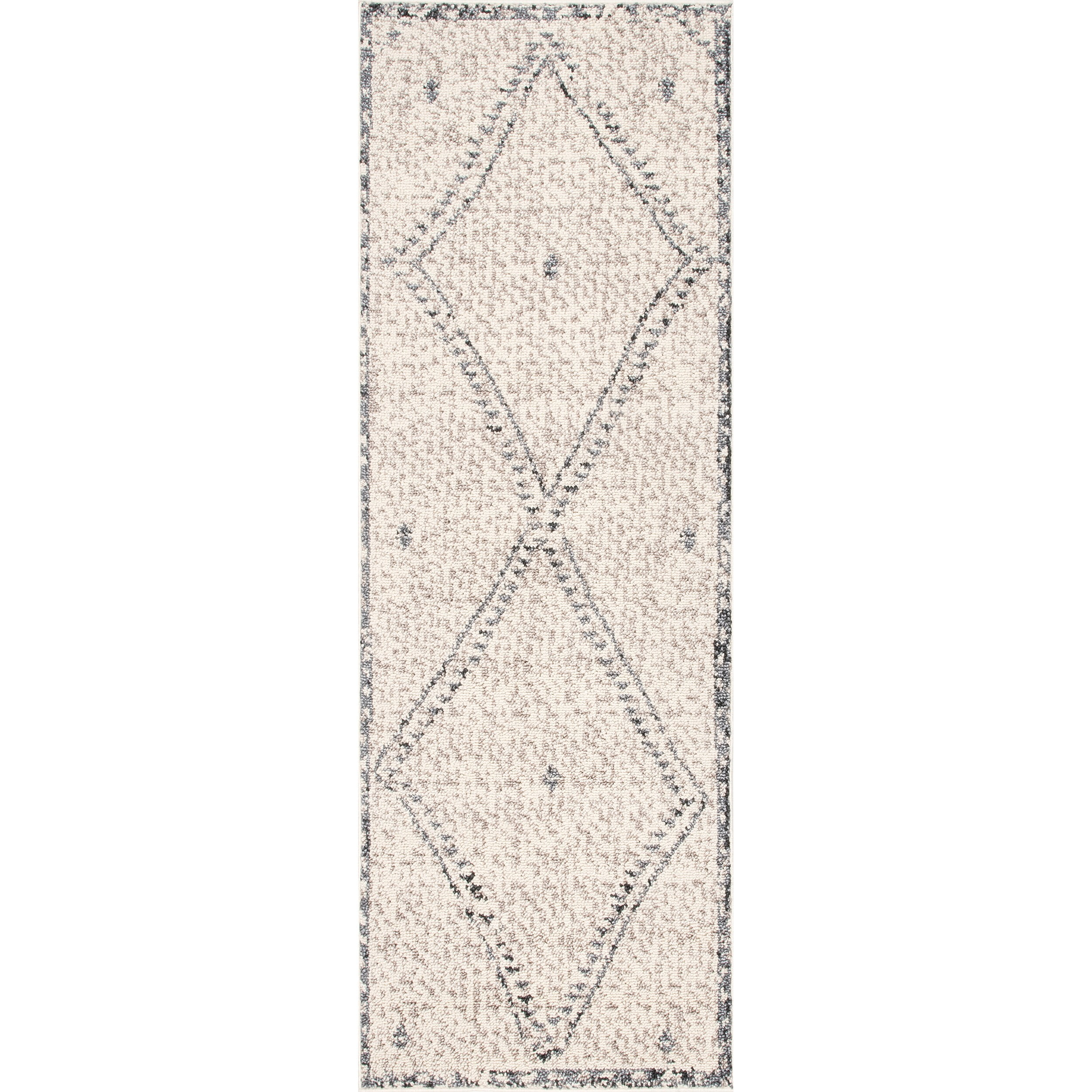 nuLOOM Blaine Dotted Diamond Runner Rug, 2' 6" x 8', Ivory