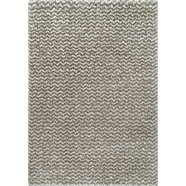 nuLOOM Cuellar Chevron Shag Area Rug, 8' 10" x 12', Dark Gray