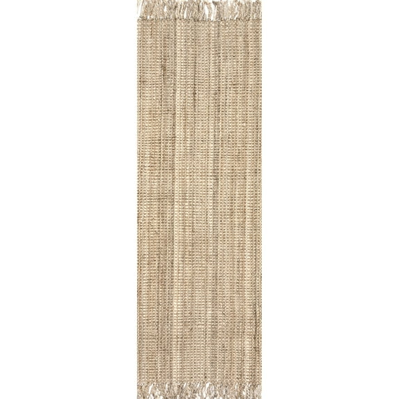 nuLOOM Daniela Chunky Jute Natural 2' 6" x 6' Farmhouse Runner Rug