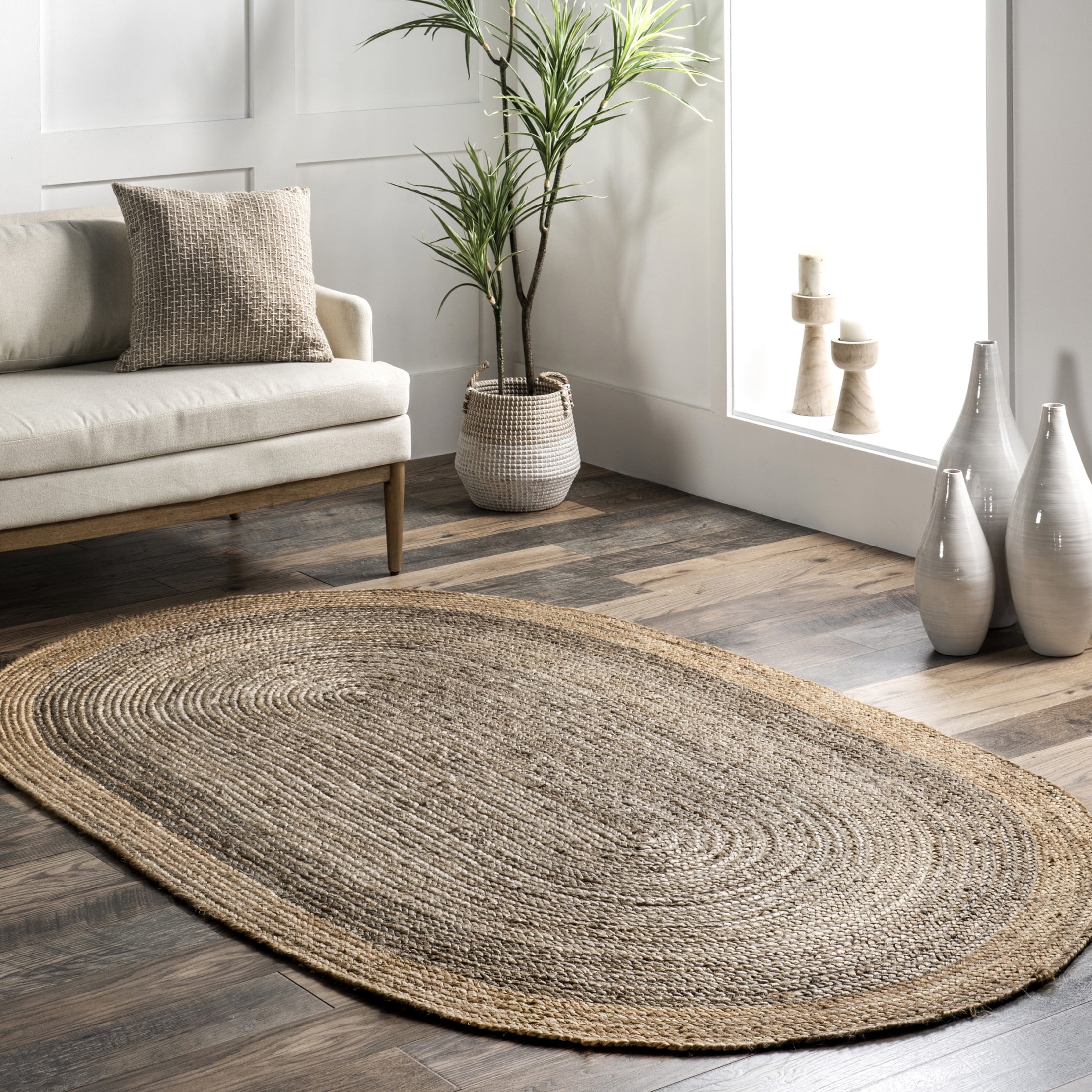 nuLOOM Eleonora Casual Jute Area Rug, 3' x 5', Oval, Eleonora Grey