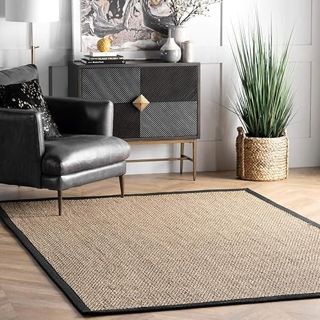 nuLOOM Elijah Farmhouse Seagrass Area Rug, 9' x 12', Black
