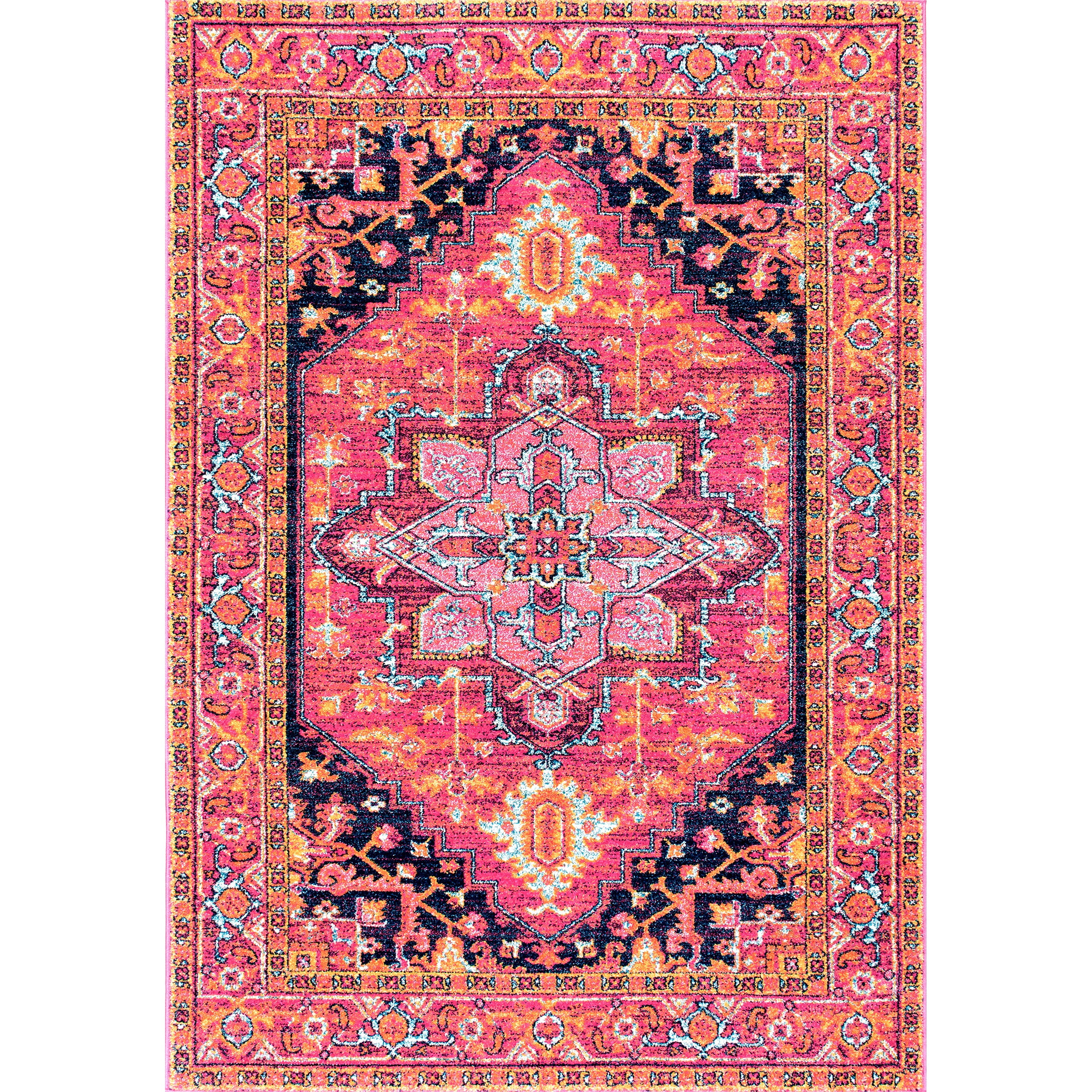 nuLOOM Fancy Power Loomed Pink Medallion Area Rug, 8' x 10', Color Bound