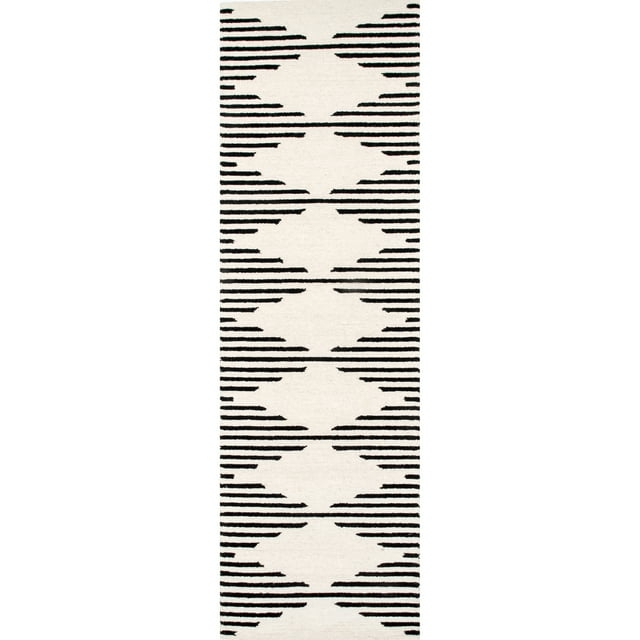 nuLOOM Flynn Handmade Contemporary Wool Runner Rug, 2' x 8', Ivory