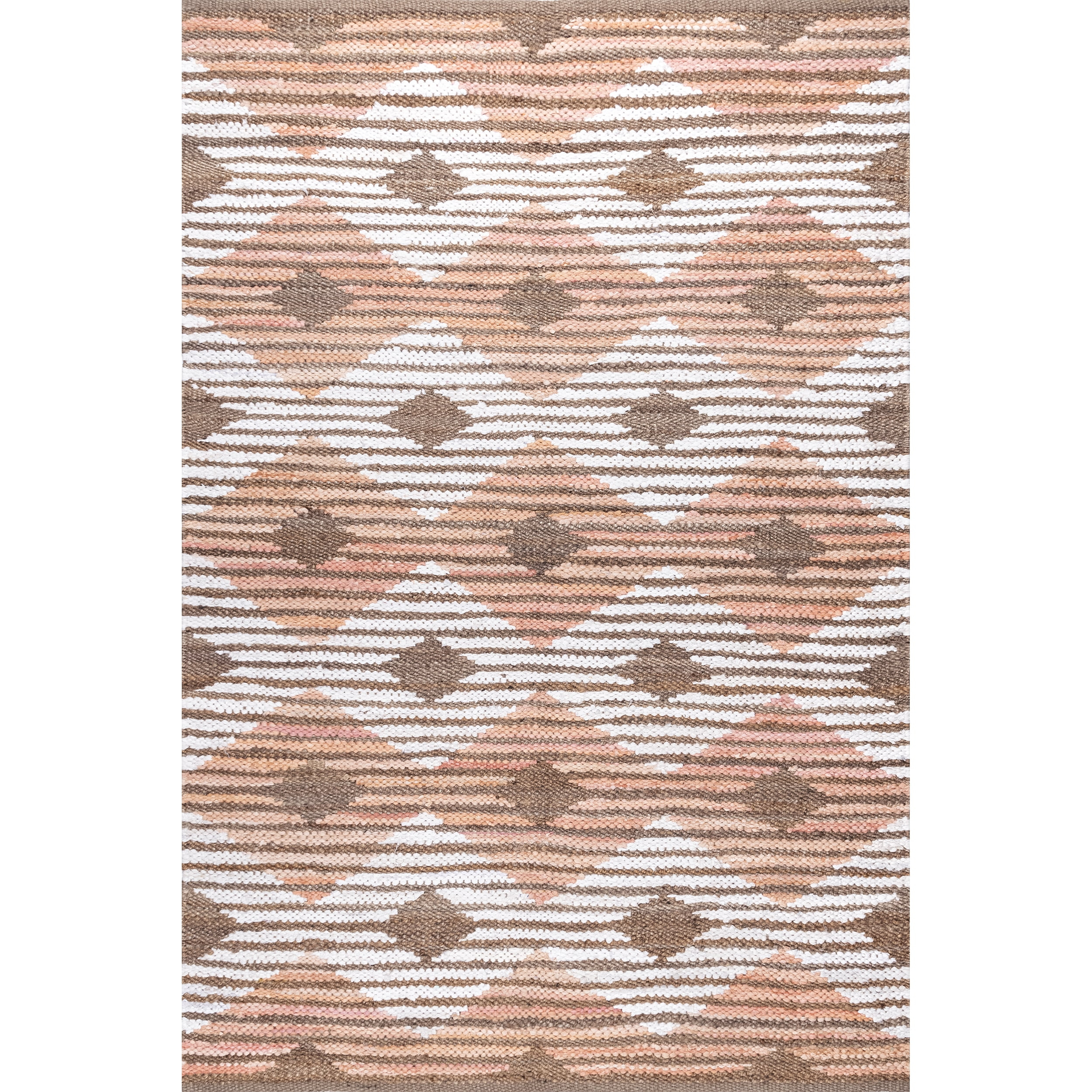 nuLOOM Hand Braided Marla Denim And Jute Diamonds Area Rug, 5' x 8', Pink