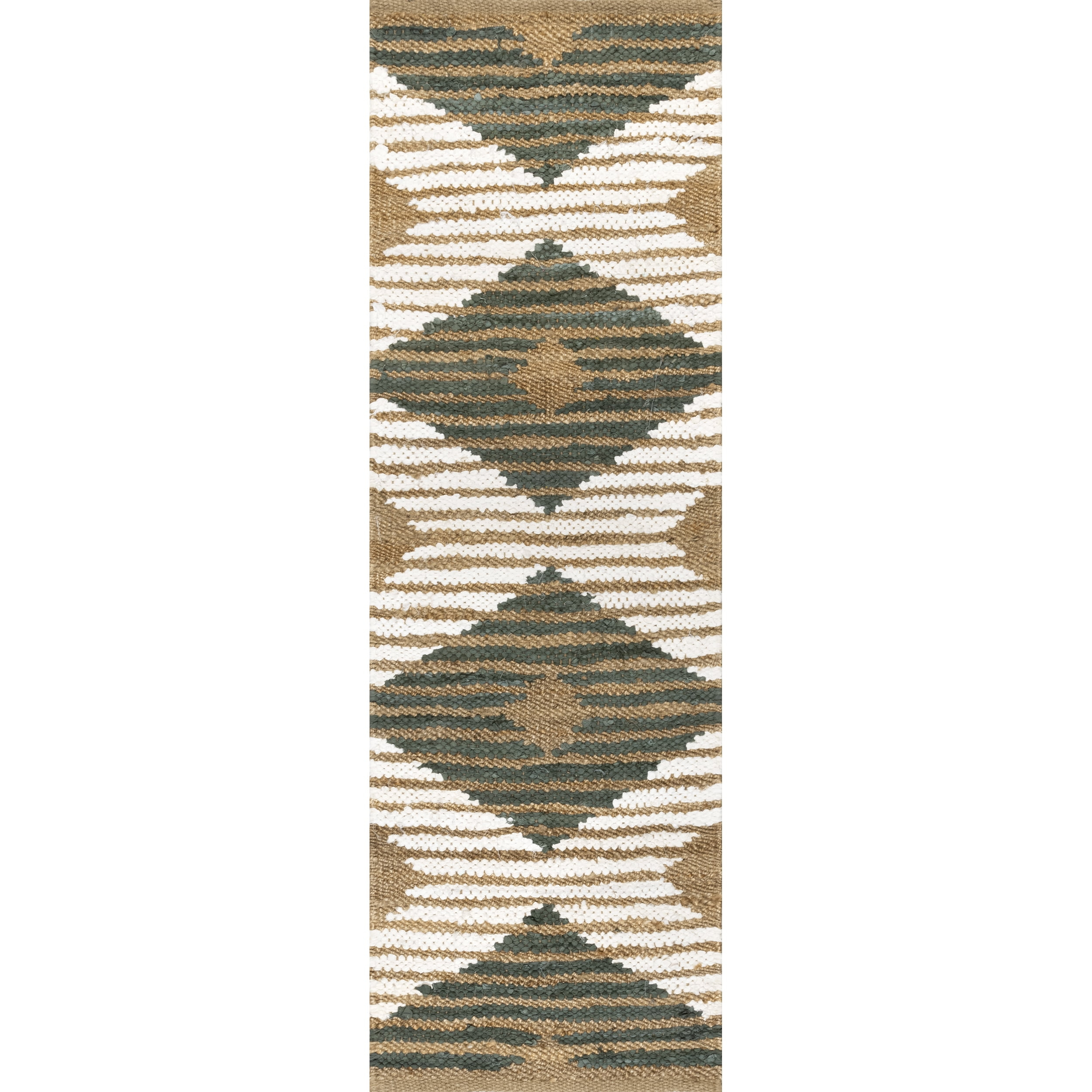 nuLOOM Hand Braided Marla Denim And Jute Diamonds Area Rug