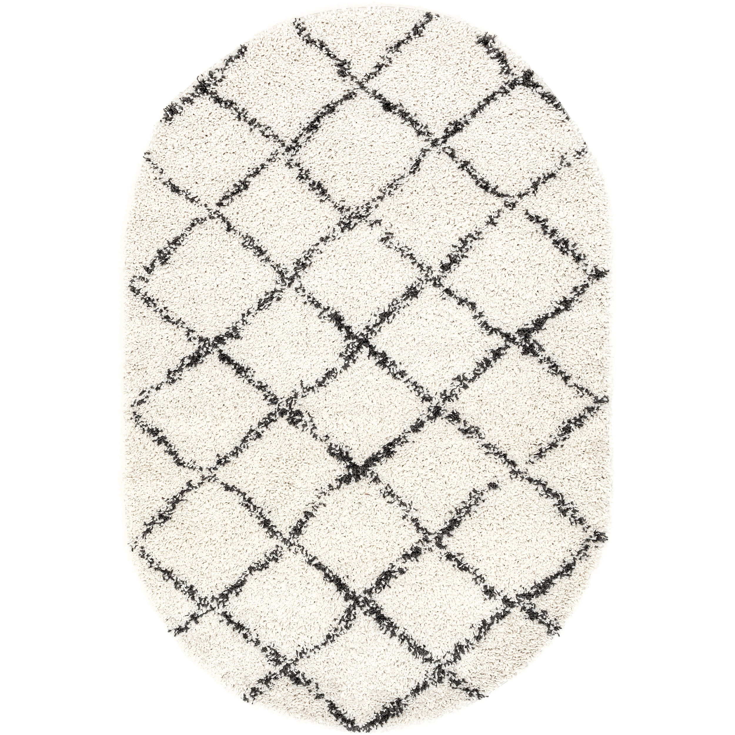 nuLOOM Jessie Moroccan Lattice Tassel Shag Area Rug, 4' x 6', Off White