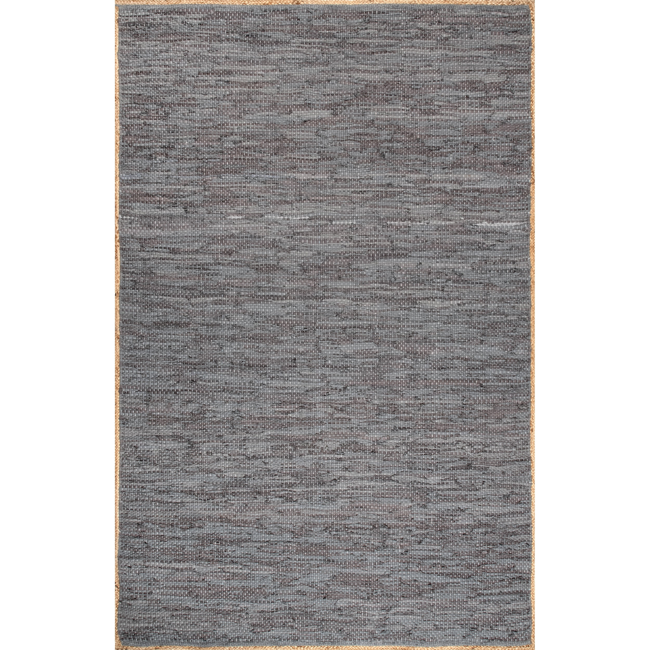 nuLOOM Koda Solid Leather Flatweave Area Rug, 4' x 6', Gray