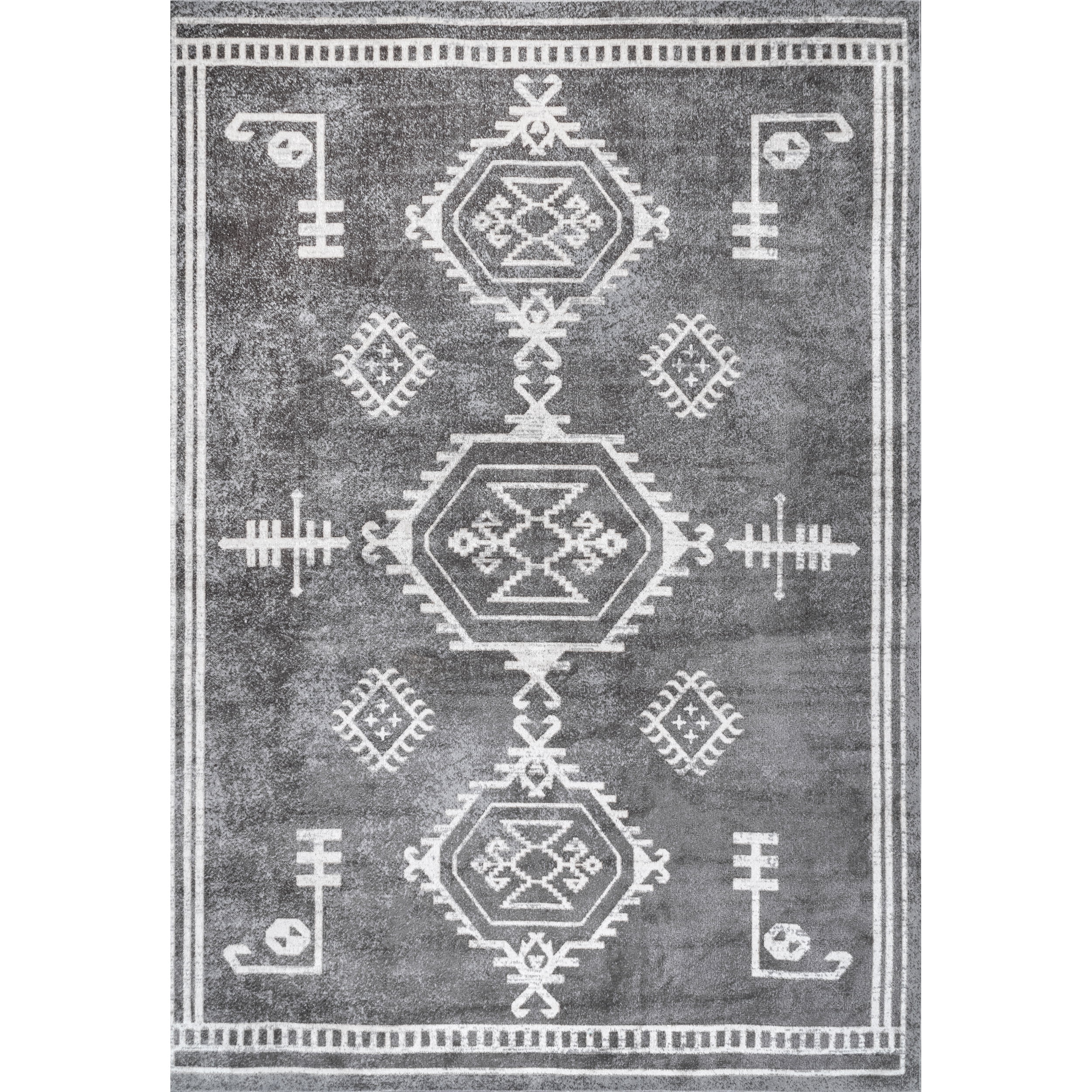 nuLOOM Kyleigh Machine Washable Southwestern Area Rug, 4' x 6', Grey
